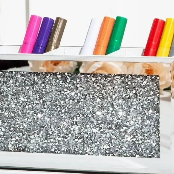 At Home Crushed Diamond Mirrored Triple Compartment Organizer - Picture 4 of 11